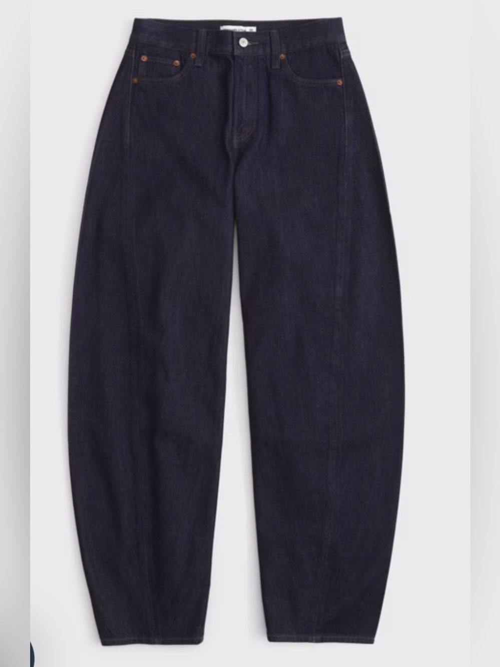 Abercrombie & Fitch Curve Love The Ultra Barrel Mid Rise Navy Blue Size 25 Short - Picture 6 of 9